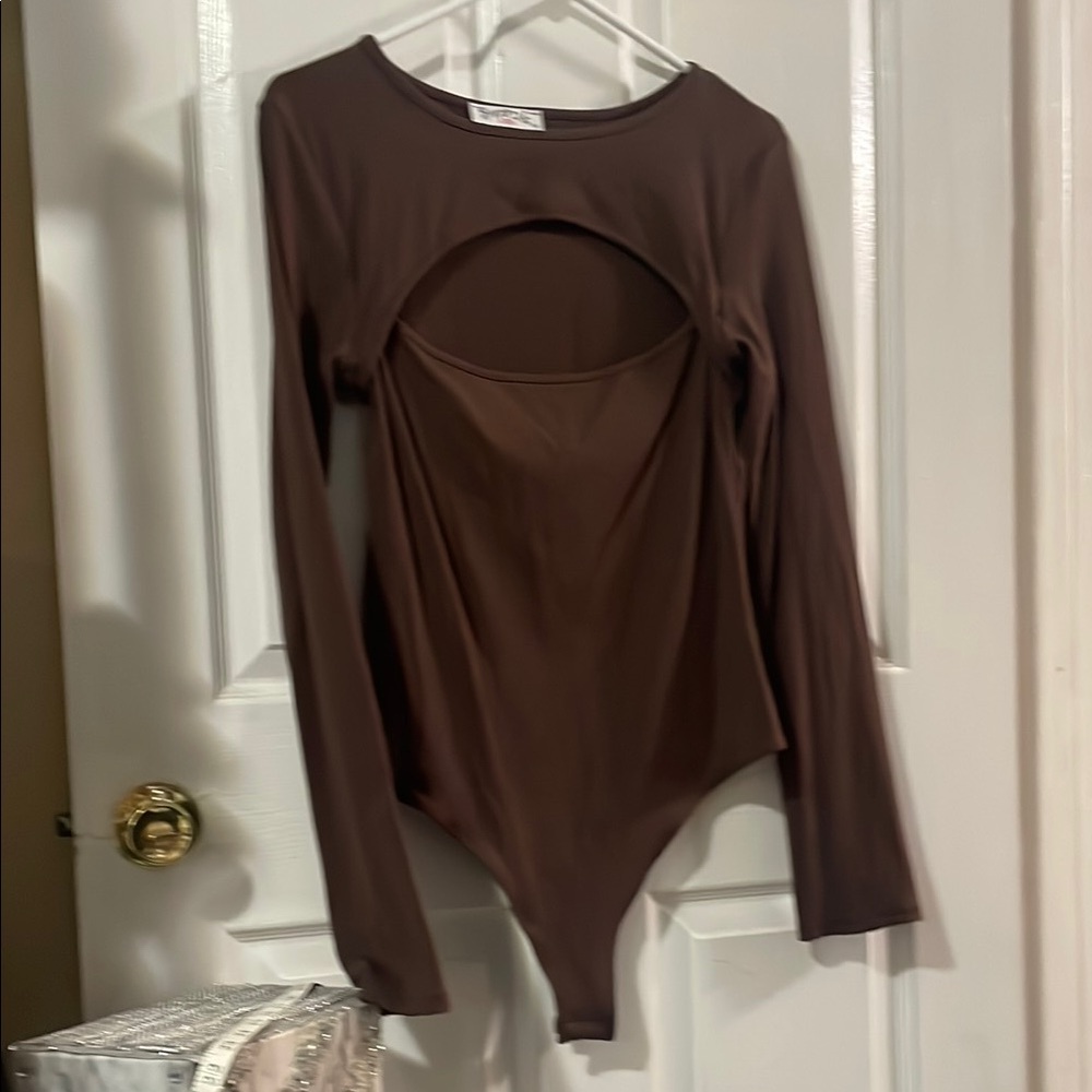Elegant Brown Long Sleeve Bodysuit